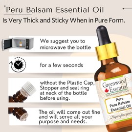Greenwood Essential Pure Peru Balsam Essential Oil (Myroxylon pereirae) with Glass Dropper Steam Distilled 15ml (0.50 oz)