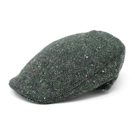 Hanna Hats Traditional Irish Wool Touring Cap, Satin Lined, Made in Ireland (US, Alpha, XX-Large, Green Fleck)