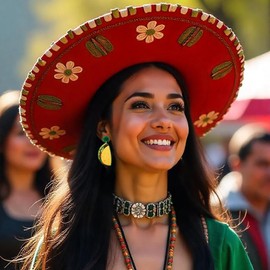 4 Pairs Cinco De Mayo Earrings for Women Hat Guitar Acrylic Drop Dangle Fiesta Earring Sets for Mexican Festival Costume (Style 1)