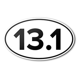 13.1 Half Marathon Anti-UV Vinyl Oval Car Bumper Sticker - Running & Races - White
