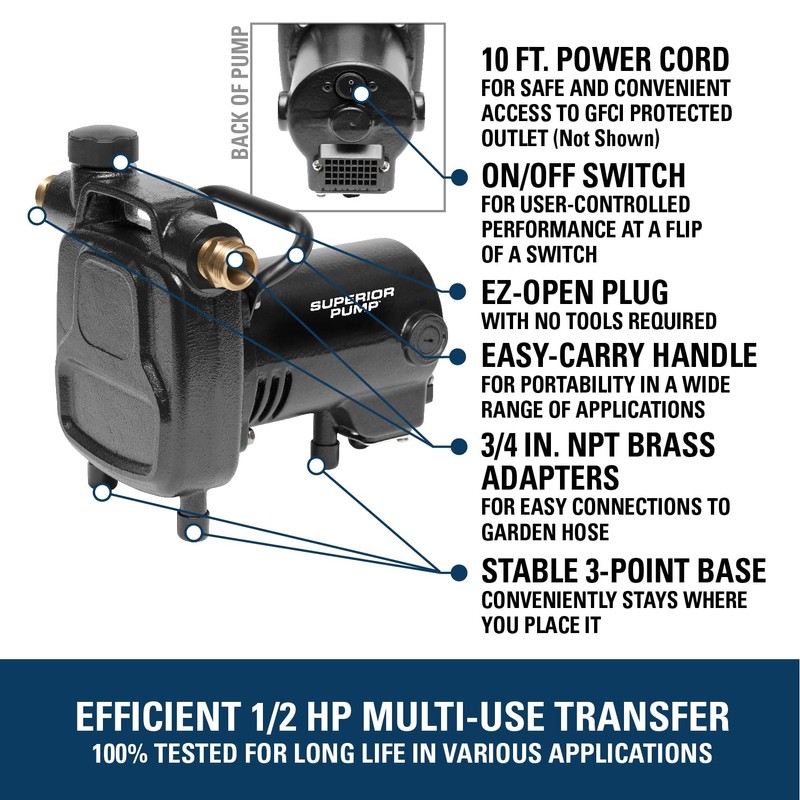 Superior Pump 90050 Transfer Pump , Black