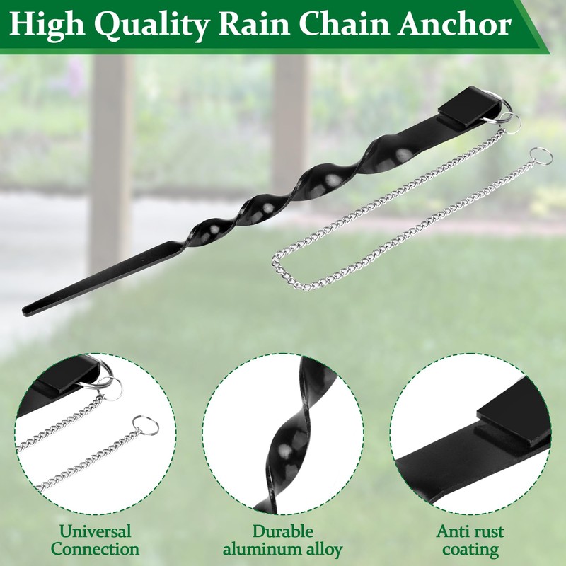 Rain Chains Direct Ground Anchor-13 Rain Chain Accessories for Eaves