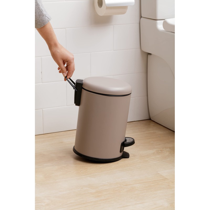 TATAY Bathroom Trash Bin with Stainless Steel Pedal, 3L Capacity,