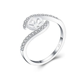 LGSY 925 Sterling Silver Infinity Love Cubic Zirconia Engagement Rings Mounting for Women DIY Jewelry Making