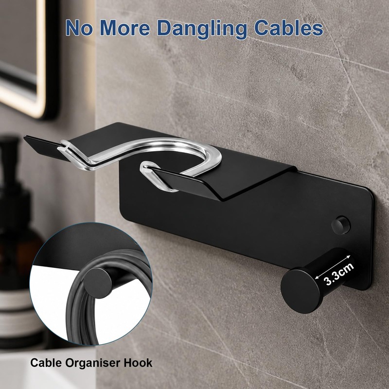 AiQInu Porta Phon da Parete, Porta Asciugacapelli Inox, Supporto Asciugacapelli
