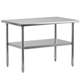 RIEDHOFF Stainless Steel Work Table 48" x 30" with Undershelf, [NSF Certified][Heavy Duty] Commercial Kitchen Prep Table for Home, Restaurant, Hotel