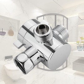 3-Way Diverter Valve G1/2 Inch Shower with Shut-Off Valve Diverter Valve Shower Adapter Diverter Valve Shower System Replacement Part for Toilets, Bathroom for Hand Shower Shower, Polished Chrome, 1
