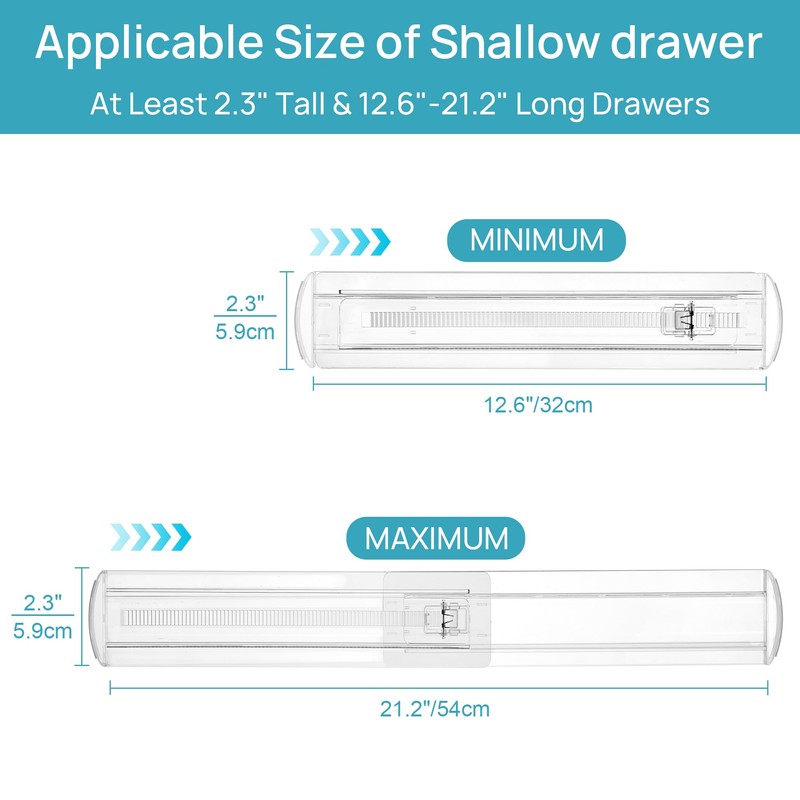 Vtopmart 4 Pack Shallow Drawer Dividers, Adjustable 2.3" High Expandable