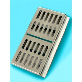 1 Each Sterilization Rack Box with 7 Place Holder Slots Autoclave Casssette - German Stainless Steel CE - Artlab (Green)