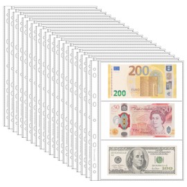 20 Sheets Currency Pages for Collecting Paper Money - 3 Pockets