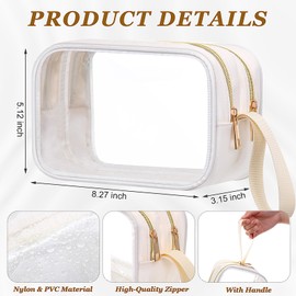 Weewooday Clear Makeup Bag Double Layer Cosmetic Bag Nylon Travel Toiletry Storage Case Waterproof Portable Car Make up Pouch Organizer with Zipper for Women (White)