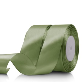100 Yards 1 1/2 Inch Olive Green Ribbon, Moss Green Teacher Appreciation Ribbon, Green Fabric Ribbon for Gift Wrapping, Crafts Ribbon for Flower Bouquet Hair Bows Baby Shower Birthday Party Decoration