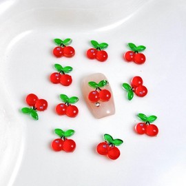 50Pcs Cherry Nails Charms Red Cherry Nail Charms and Gems Summer Fruit Nail Accessories 3D Resin Nails Supplies Spring Summer Fruit Nails Rhinestones for Women Manicure Decorations DIY Craft Jewelry