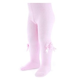 Soft Touch Baby Girls Tights Spanish Style Bows Cotton Rich (Pink Pom Pom, 6-12 Months)