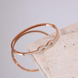 JJDreams Infinity Ladies Bracelet Boho Infinity Love Bracelet Elegant Crystals Bangle Jewellery for Women and Ladies,Rose Gold