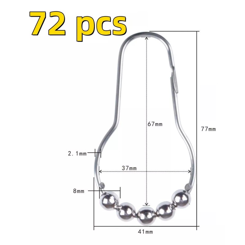 generic 72 Piezas Ganchos Para Cortina De Baño/ganchos Para Cortinas