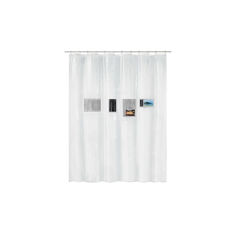 Kleine Wolke Pocket Shower Curtain, PEVA, Clear, 180 x 200