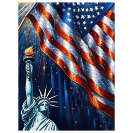 Reivworl Independence Day Diamond Art Kits for Adults, Flag Diamond Painting Kits, Gem Art Kit for Gifts and Home Interior Decor 12x16 Inch