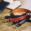 Ikenoha OT-010 Silver Leather Belt, Made in France by Rinaldi,