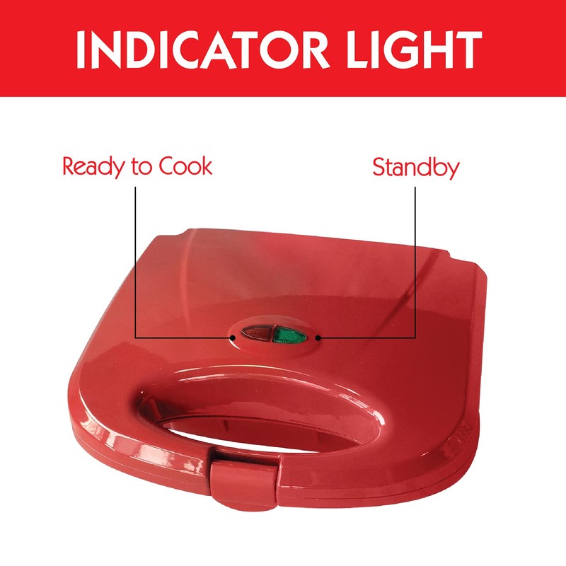 Bene Casa - Red Nonstick Flat Grill Sandwich Maker -