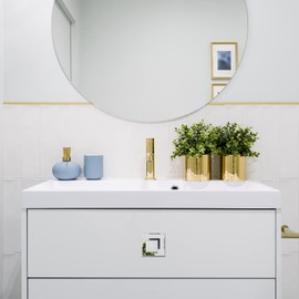 Tatuo 6 Pcs Stick on Knobs Adhesive Cabinet Handles Acrylic Mirror Pull Handles Clear Beveled Mirror Knobs Small Square for Cabinet Wardrobe Windows Drawer Door(1.75'' X 1.75'')