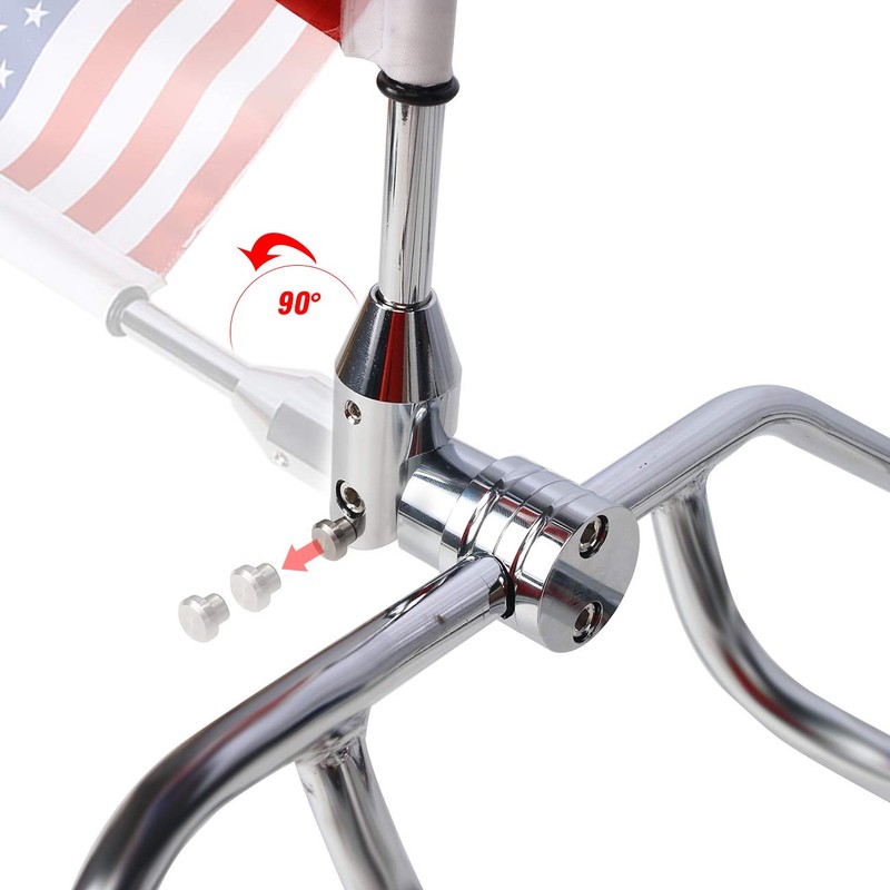 2 Pack Motorcycle Flag Pole Fold Down 90° and American