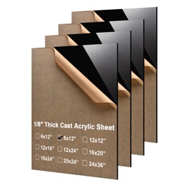 KINLINK 8x12 Plexiglass Sheets 1/8 inch Thick - 3mm Black Cast Acrylic Sheet, Plastic Board Polycarbonate Sheet for DIY Project, Craft, Table Top, Acrylic Sign and Wedding Invitation 4 Pack