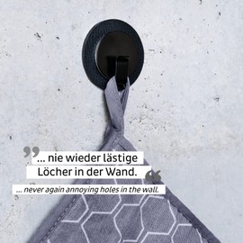 Silwy® Magnetic Hook "Clever" Black with Metal Nano Gel Pad Black - Reusable, Flexible and Washable - Perfect for Camping, Caravanning and Boating