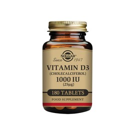 SOLGAR Solgar Vitamin D3 (Cholecalciferol) 25 mcg (1000 IU) - Helps Maintain Healthy Bones & Teeth - Immune System Support - Non-GMO, Gluten Free, Dairy Free, Kosher - Unflavored, 180 Count