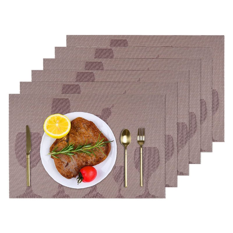 ASYOUWISH Set of 6 PVC Kitchen Table Place Mats, Non-Slip