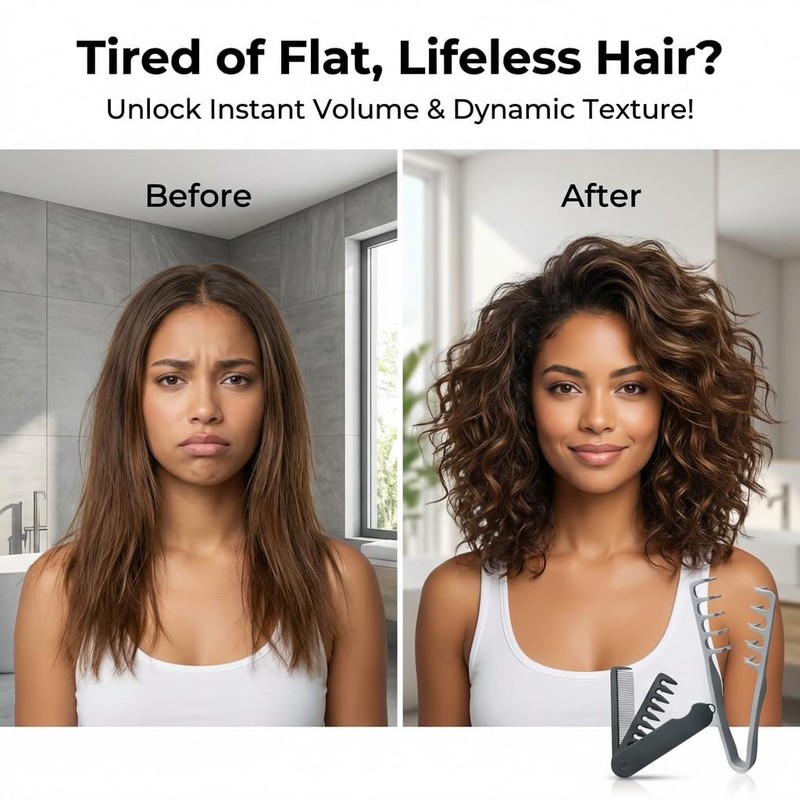 Texture Styling Comb for Men & Women, Wide & Fine