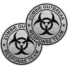 2 Pack 4" Silver Zombie Outbreak Response Team Sticker