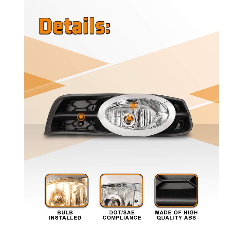 AUTOFREE Fog Lights for 2012 2013 Honda Civic Coupe 2Dr