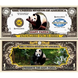 ENDANGERED GIANT PANDA MILLION DOLLAR BILL (w/protector)