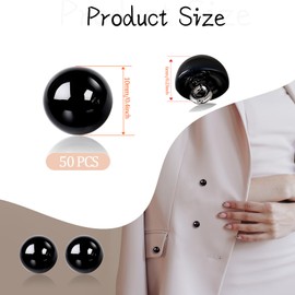 50Pcs 10mm Black Buttons, Round Pearl Buttons, Earl Decorative Buttons, Buttons for Sewing, Sewing Buttons, Half Ball Pearl Buttons Round Shape Pearl Buckles, Crafting Sewing Circle Hook Buttons