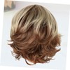 FOMIYES Gradient Rose Wig Curly Bangs Short Length Natural Looking