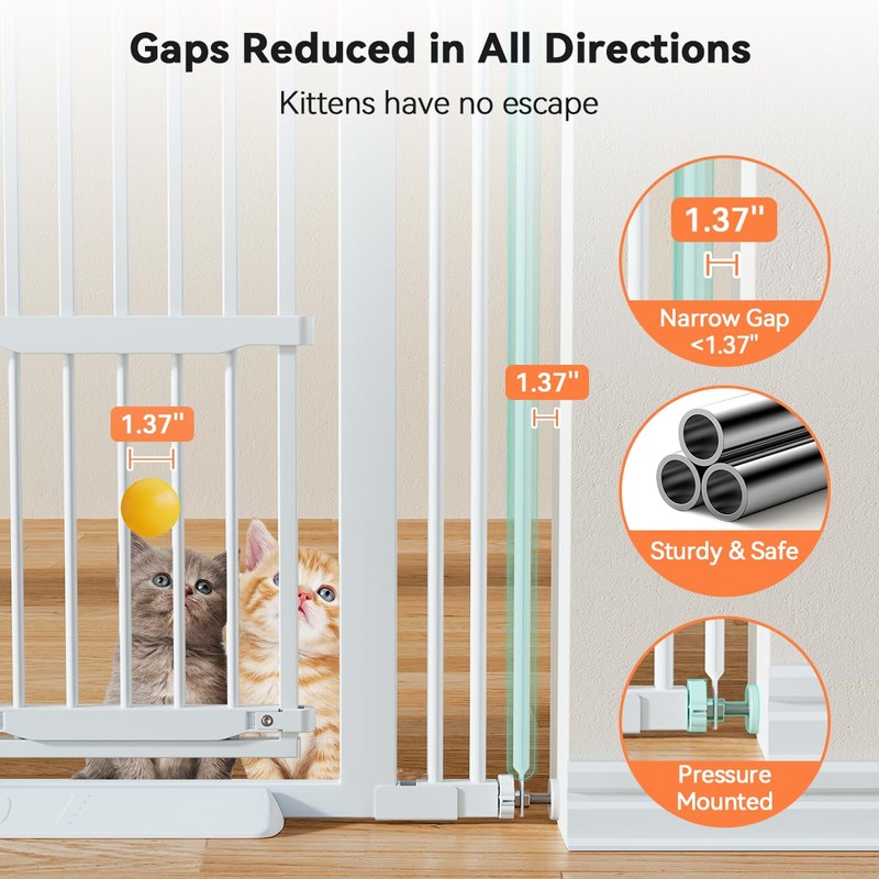 55.1" Extra Tall Pet Gate, 29.5-43" Wide with Adjustable Cat