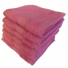 Sue Rossi Face Cloths Pack of 2 or 6, Organic Turkish Combed Cotton, 30cm x 30cm Wash Cloth Fingertip Flannel, Soft & Absorbent, 600gsm Thick Bathroom Towels Set (Pink, 6)