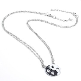 PiercingJak 6 Pieces Matching Yin Yang Couple Bracelet Necklace Set Adjustable Cord Relationship Bracelets for Friendship Relationship Boyfriend Girlfriend Valentine's Gifts