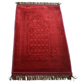 Islamic Thick Velvet Prayer Rug | Gift (Red)
