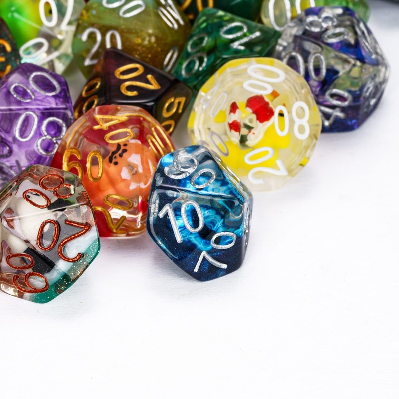 HDdais 10 Pack of D% Dice Random Color D00 Polyhedral