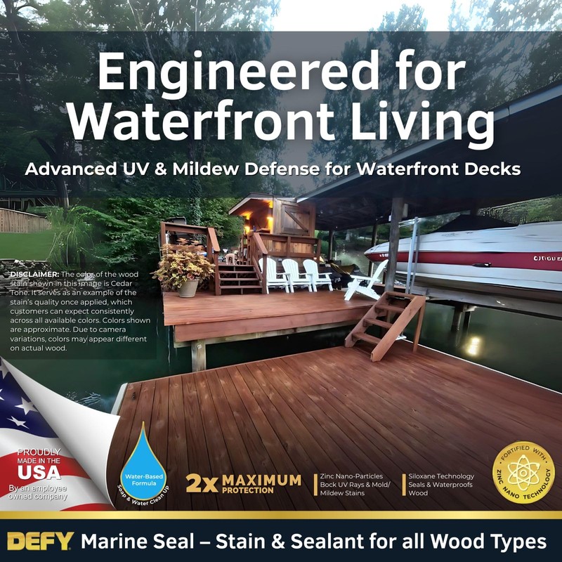DEFY Marine Sealer - Semi-Transparent Waterproof Exterior Wood Stain, Marine