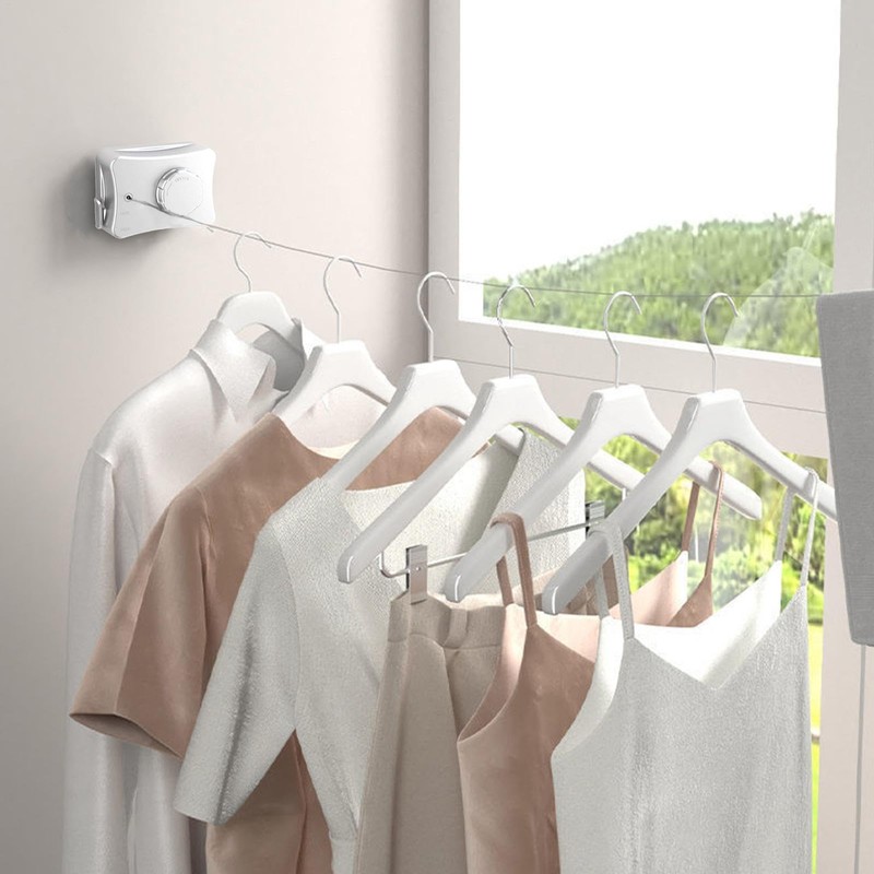 Retractable Clothesline Outdoors,Heavy Duty 16.7 Ft Travel Clothesline Clothes Drying