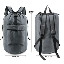 BeeGreen Laundry Backpack Bag Extra Large Heavy Duty, Grey, 16"*32", With Front Zipper Pocket
