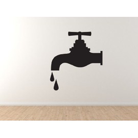 Industry #14 - Water Tap Faucet Spigot Valve Plumbing Union- 45" Black Wall Vinyl Decal Decorative