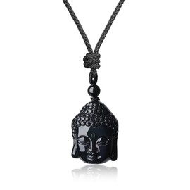COAI Unisex Buddha Head Pendant Made of Gemstones, Buddhist Lucky Necklace, Non-metal