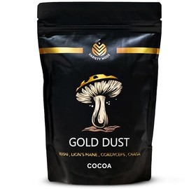 Variety Mode Gold Dust Cocoa Mushroom Coffee (240g - 30 Servings) | Mushroom Powder Containing Lions Mane, Reishi, Chaga & Ashwagandha | For Focus, Energy & Calm - 100% Natural, Organic, Vegan