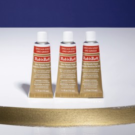 AMACO Rub n Buff Wax Metallic Finish - 3 Rub n Buff Grecian Gold 15ml Tubes - Versatile Gilding Wax for Finishing Furniture Antiquing and Restoration - Rub and Buff Colors Set of Three