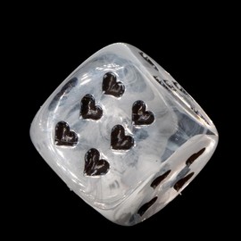 WeLoveDice - Dice White with Black Hearts - Made in Germany - Pack of 6