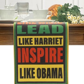 Happy Juneteenth Day Linen Table Runner Kitchen Dining Table Decor, Seasonal Home Decoration Indoor Outdoor Party Item 33x180 Centimeters /13 x 72 Inches